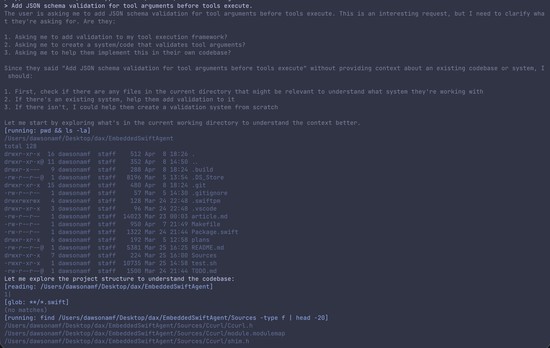 Embedded Swift Agent